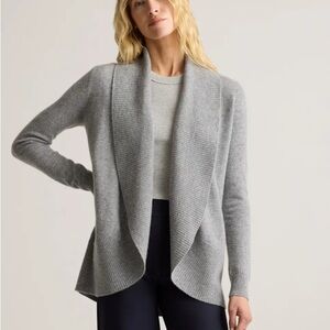 Quince Gray Cashmere Cardigan Sweater with Waterfall Front